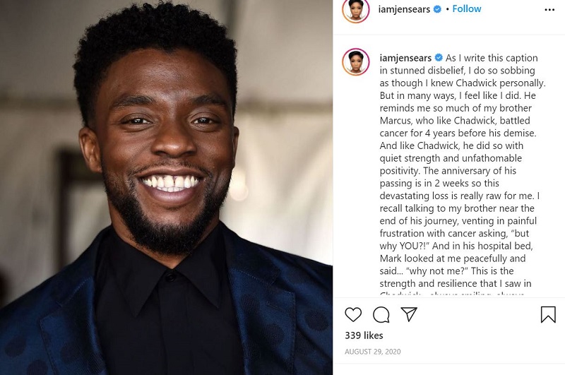 Jennifer Sears paid tribute to Chadwick Boseman